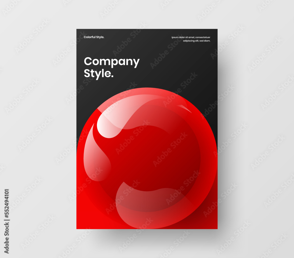 Colorful flyer design vector concept. Clean 3D spheres company brochure ...