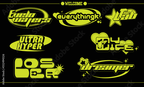 Vector Graphic Assets Set. Bold modern Shapes for Posters Template, flyers, clothes, social media, graphic design, sticker, In Y2k style, Futuristic, Anti-design, Digital Collage, Retro Futurist.