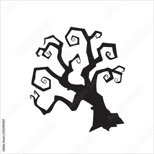 Creepy Halloween death tree vector illustration.