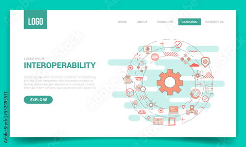 interoperability concept with circle icon for website template or landing page homepage