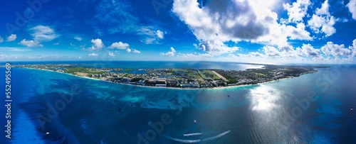 Konstfotografi Aerial Panoramic View of Seven Mile Beach and Grand Cayman Island, Caribbean