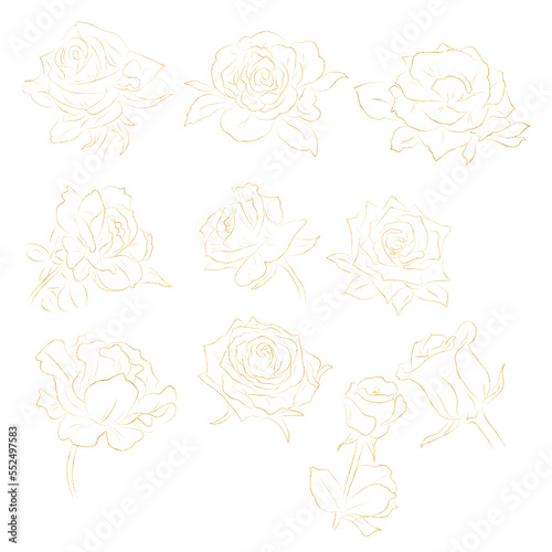 Gold glitter handdrawn rose. Great for greeting cards  backgrounds  wedding invitations.