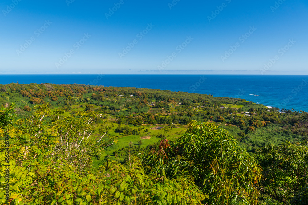 View of the Keanae Peninsula from overlook on Road to Hana