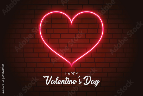Valentines day red neon heart shape