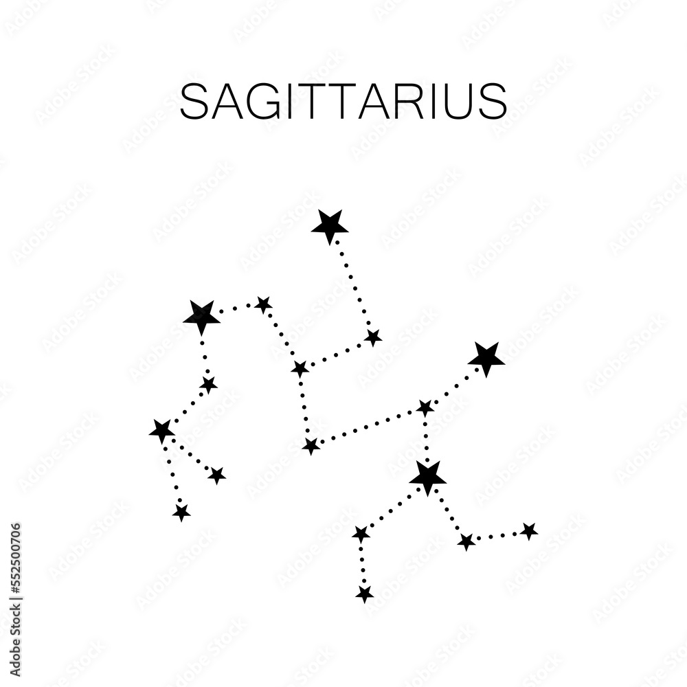 Obraz premium Zodiac signs isolated on white background. Constellation of Sagittarius