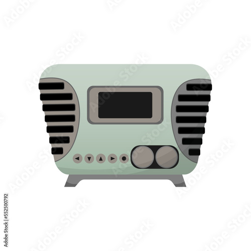 Radio, radio receiver, tape recorder, retro music. Vector illustration on a white background