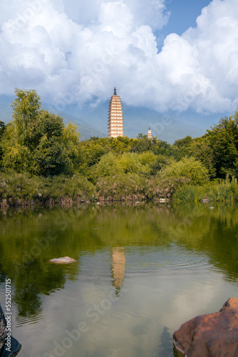 Landscape in summertime. Located in Chongsheng Temple Three Pagodas Park  Dali  Yunnan  China.