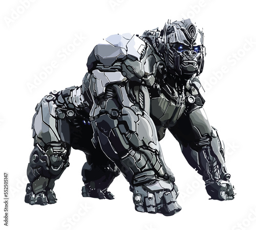 Tablou canvas king kong gorilla Animal Robot with Mechanical Paw and Metal Body army special f