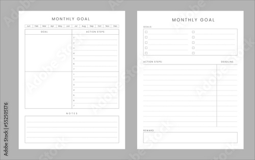 Monthly goal planner vector design