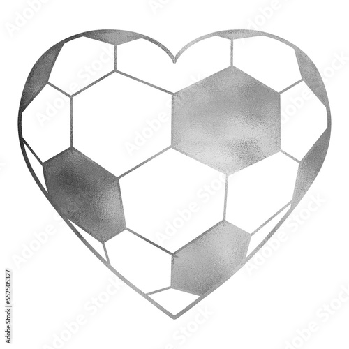 Cute Silver Heart Soccer Ball