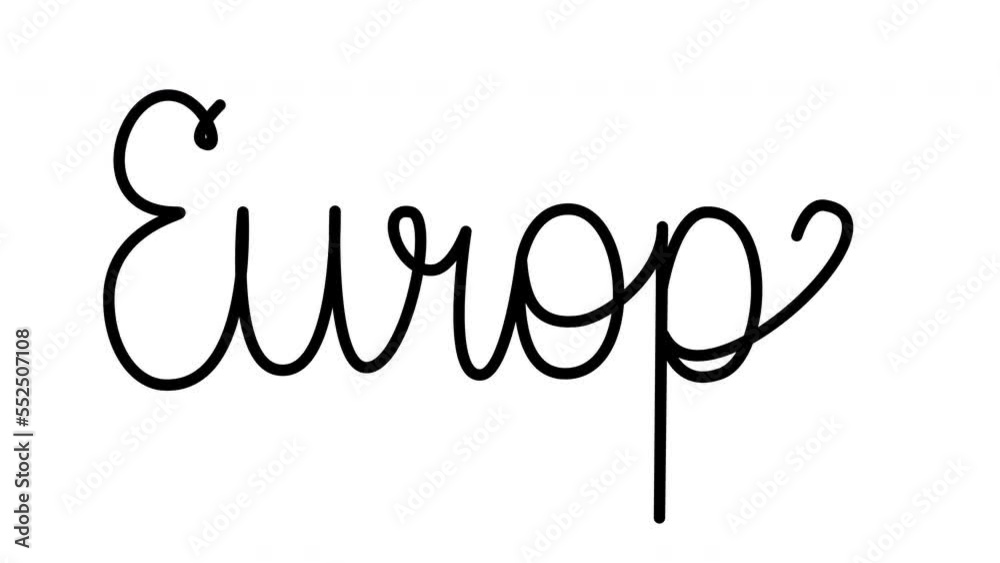 Europe word, hand writing self drawing animation. Luma matte, mask, alpha channel. Text, lettering, inscription, title, name. European Union name. Europe word, hand writing self drawing animation. Luma matte, mask, alpha channel. Text, lettering, inscription, title, name. European Union name.