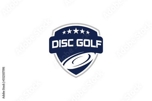 Best Disc Golf Logo Design Template. illustration of a shield with a symbol photo