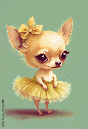 Chihuahua in Gold Tutu created in Generative AI Technology