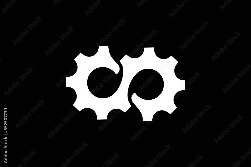 Infinity Gear Logo Design Template. skull and crossbones