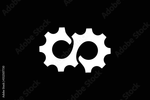 Obraz na płótnie Infinity Gear Logo Design Template. skull and crossbones w salonie