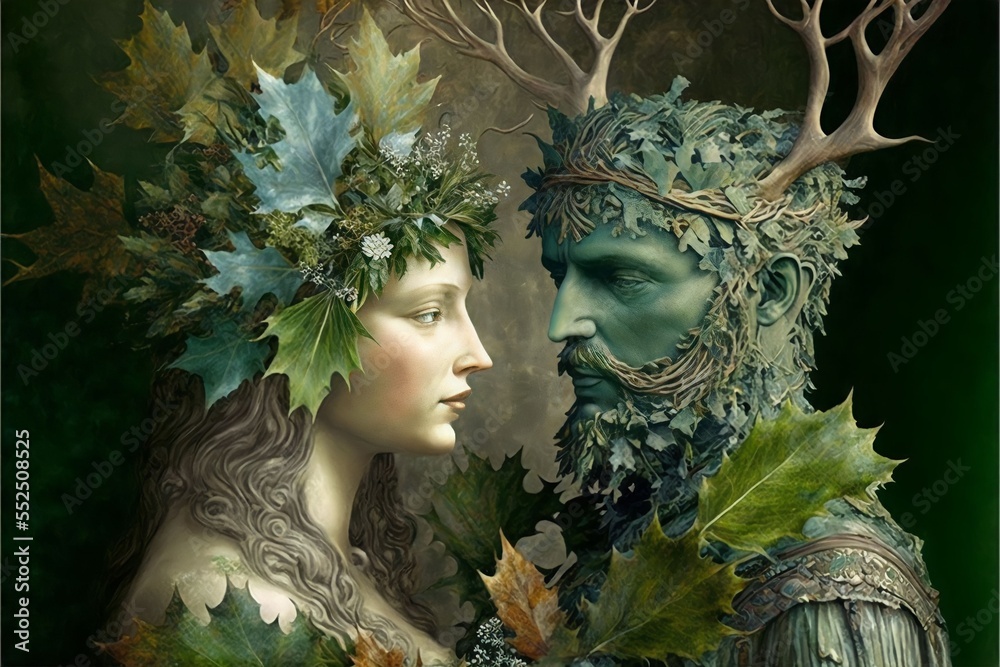 The Goddess and The Green Man at Yule, Generative art