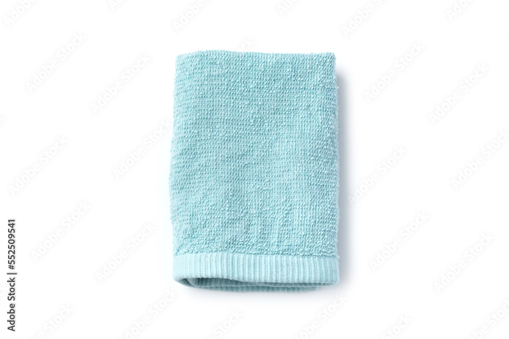 Folded blue towel isolated on white background Folded blue towel isolated on white background