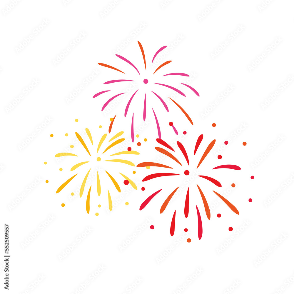 red and yellow fireworks illustration