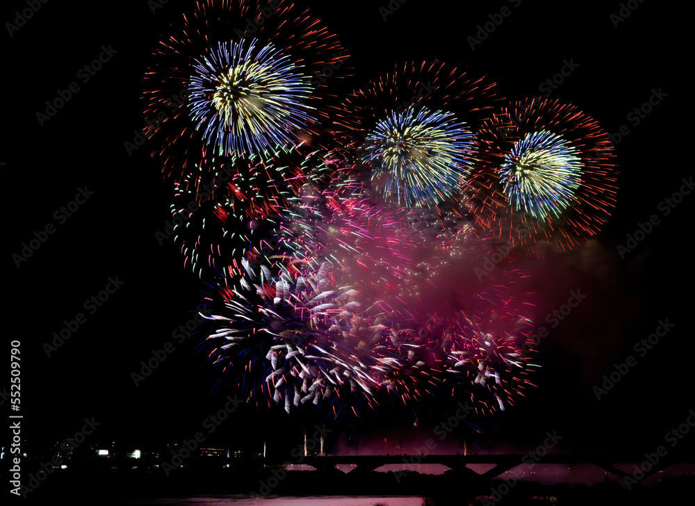 Night view of the fireworks over Taipei city Night view of the fireworks over Taipei city