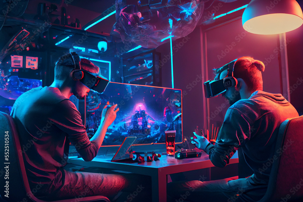 people playing video games inside the metaverse generative AI