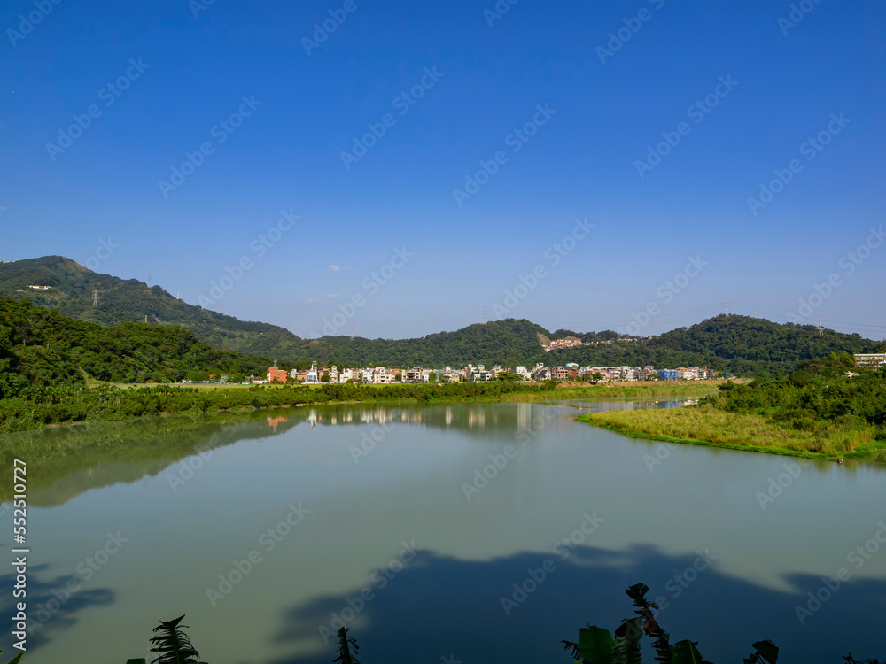 Naklejka premium Sunny view of the nature landscape of Zhitan, Xindian District