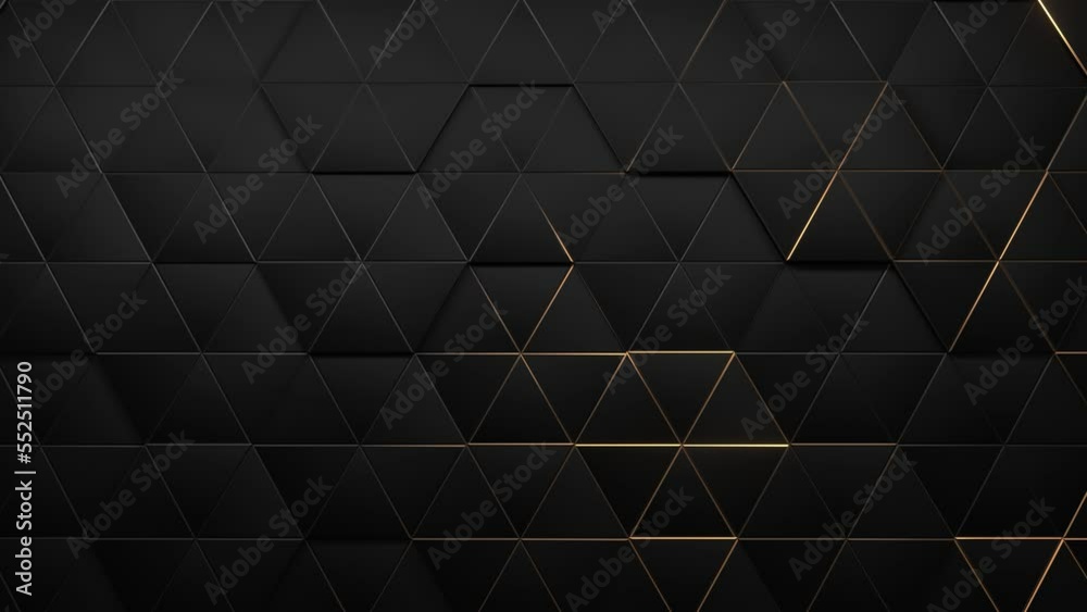 Abstract luxury triangle geometric black grey gradient with Strips Gold background.motion Seamless loop. display background. 4K resolution.