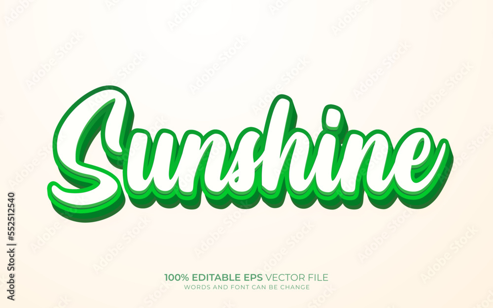 Sunshine 3D editable text effect style template Sunshine 3D editable text effect style template