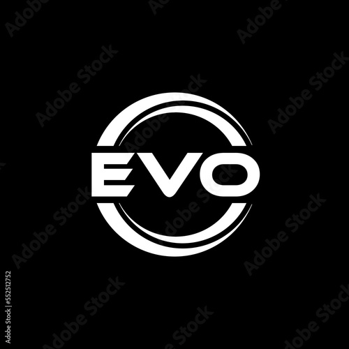 EVO letter logo design with black background in illustrator, vector logo modern alphabet font overlap style. calligraphy designs for logo, Poster, Invitation, etc. photo