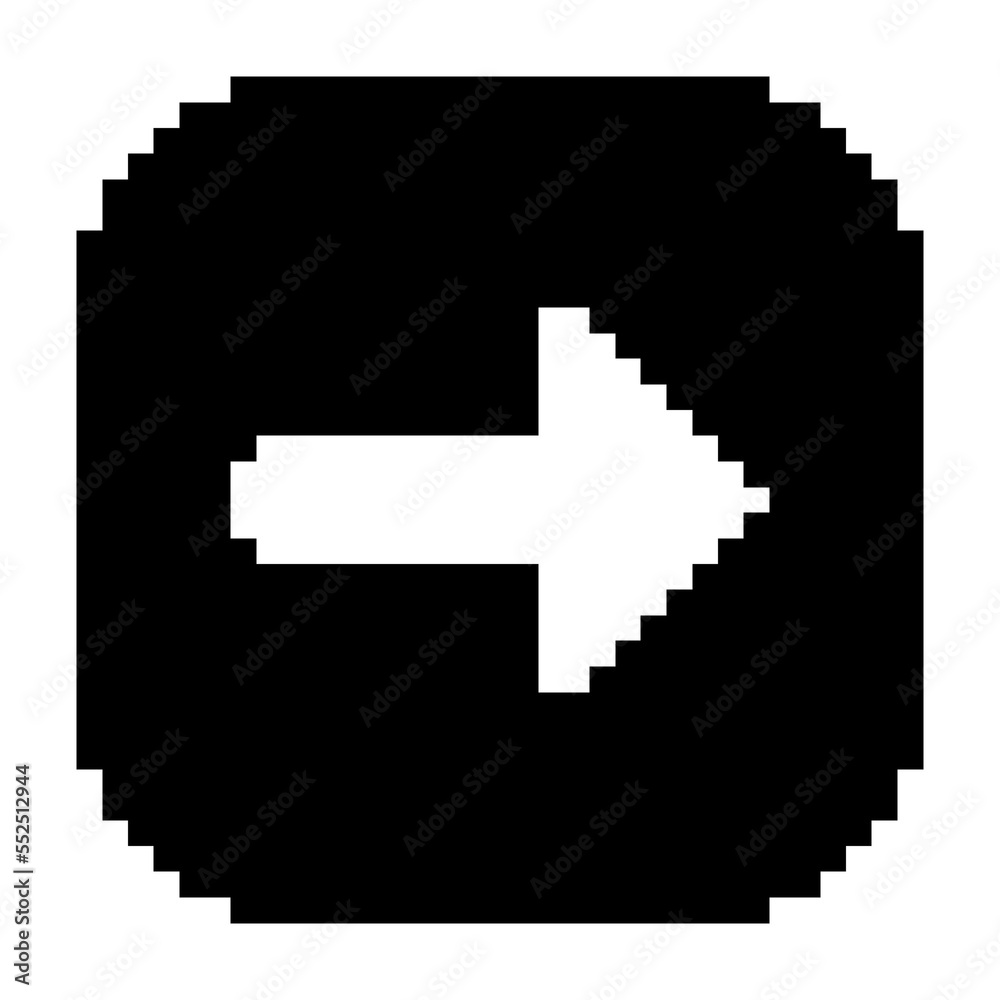 Right arrow icon black-white vector pixel art icon Right arrow icon black-white vector pixel art icon