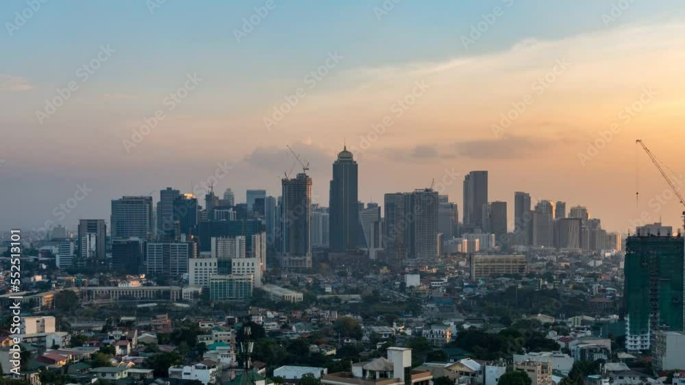 [4K UHD Time lapse video] Philippines Manila BGC Skyscrapers from Day to Night Magic hour (zoom out)
