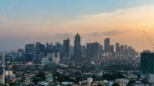 [4K UHD Time lapse video] Philippines Manila BGC Skyscrapers from Day to Night Magic hour (zoom out)