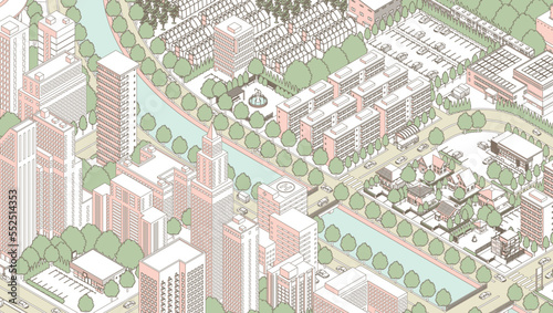 街並みの立体図. 都市の景観. 