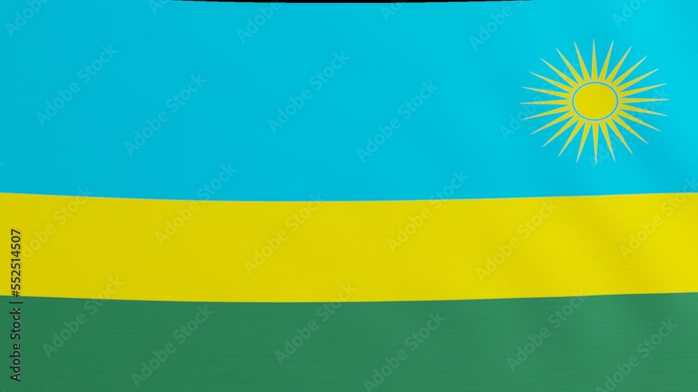 Rwanda Single flag waving in the wind with high quality with transparent background