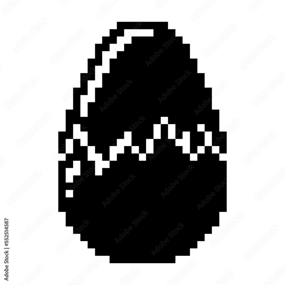 Broken egg icon black-white vector pixel art icon Broken egg icon black-white vector pixel art icon