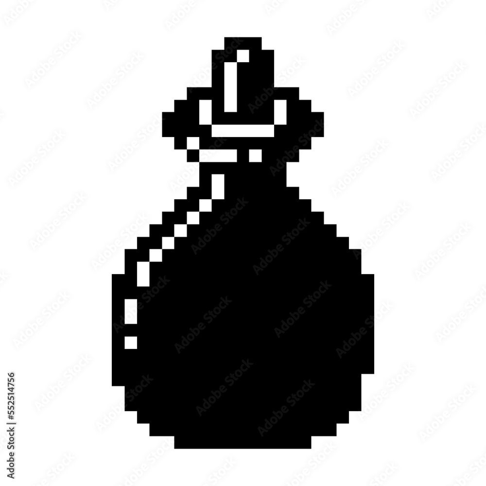 Bottle of poison icon black-white vector pixel art icon