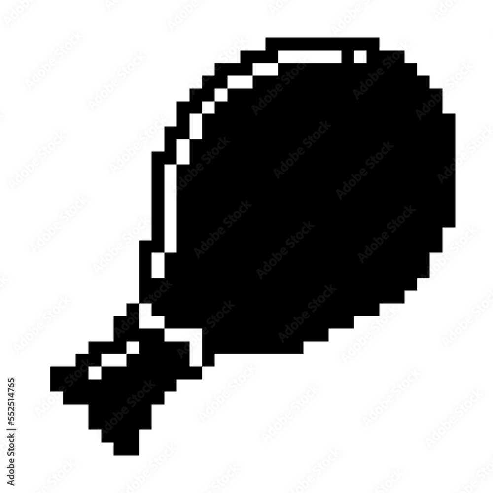 fried chicken hand icon black-white vector pixel art icon fried chicken hand icon black-white vector pixel art icon