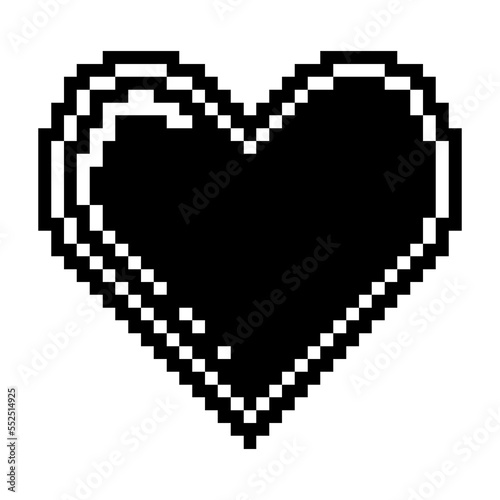 Full heart gameicon black-white vector pixel art icon photo