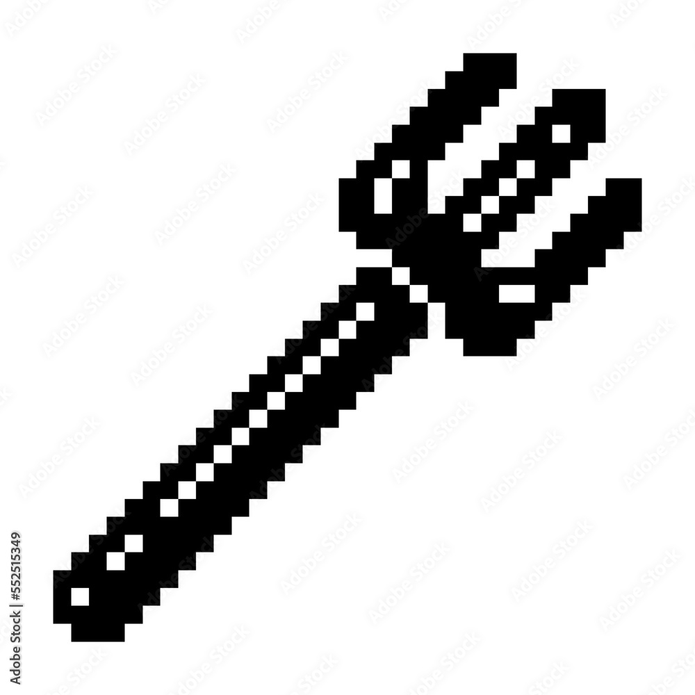 Trident, weapon game icon black-white vector pixel art icon Trident, weapon game icon black-white vector pixel art icon