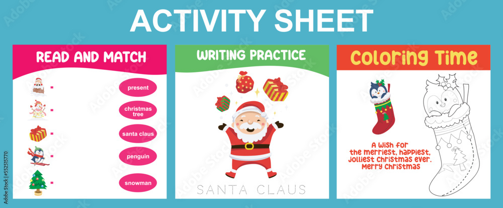 3 in 1 Activity Sheet for children. Educational printable worksheet for preschool. Read and match, count and match, and writing activity. Vector illustrations. 3 in 1 Activity Sheet for children. Educational printable worksheet for preschool. Read and match, count and match, and writing activity. Vector illustrations.