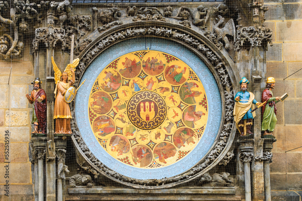 Prague Calendar dial close-up. The main attraction of the capital of the Czech Republic. Background