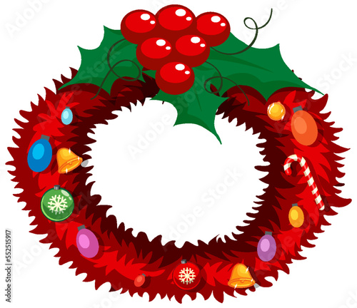 Christmas wreath decorated with holly