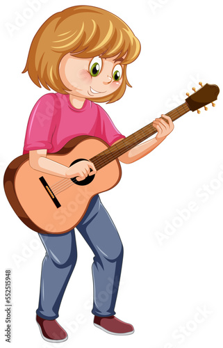A girl playing acoustic guitar