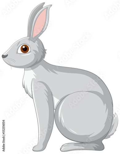 Cute grey rabbit cartoon character