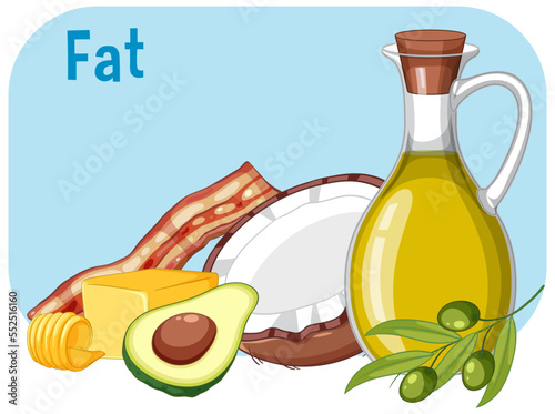Group of fat food isolated