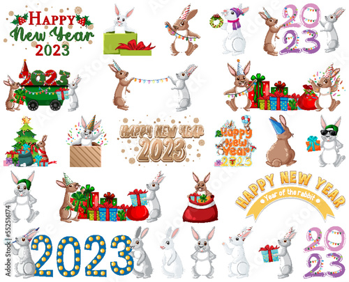 Set of 2023 new year element icon