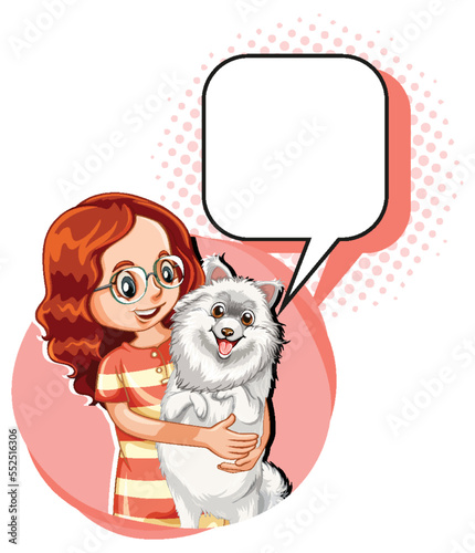 A woman and dog with empty callout