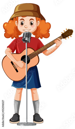 Girl playing acoustic guitar vector