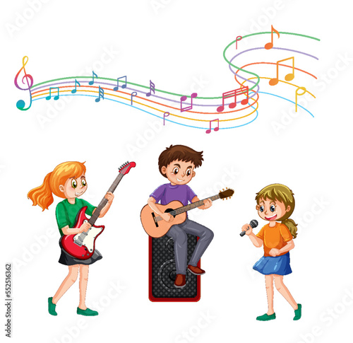 Music band kids cartoon