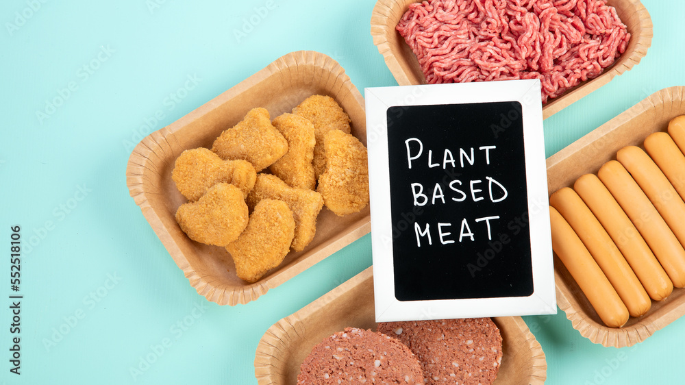 Variety of plant based meat. Plant based vegetarian alternative meat