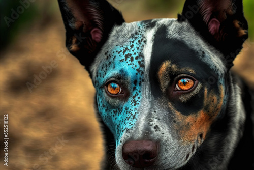 Distinctive and unusual, the eyes of a cunucu island dog come in a wide range of hues. Generative AI photo